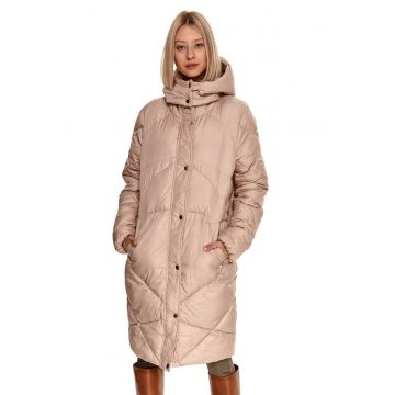 Geaca matlasata cu gluga - Crem