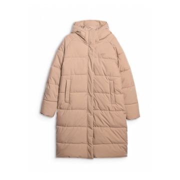 Geaca puf  pentru femei - bej - hidrofob - captusit - cu gluga ajustabila