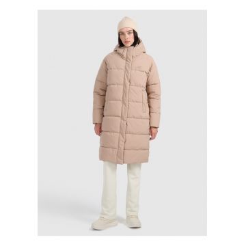 Geaca puf  pentru femei - bej - hidrofob - captusit - cu gluga ajustabila