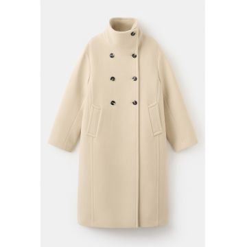 Haina din amestec de lana cu guler inalt - Bej