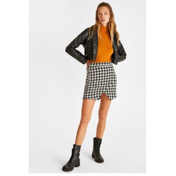 Jacheta crop din piele ecologica - Negru