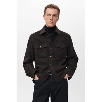 Jacheta din amestec de lana - Maro inchis/Negru