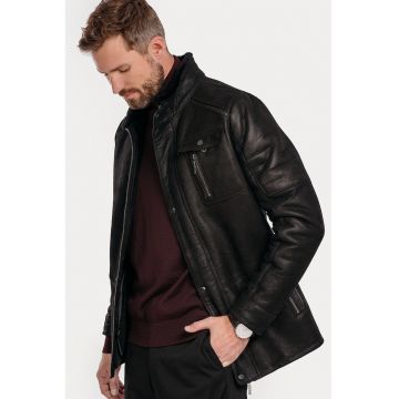 Jacheta din piele Lumberjack - Negru