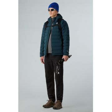 Jacheta elastica cu umplutura de puf si gluga pentru drumetii Abseil - Albastru petrol