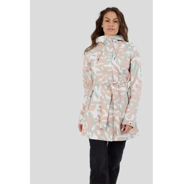 Jacheta impermeabila cu gluga Regina II - Verde pal/Alb murdar/Roz prafuit