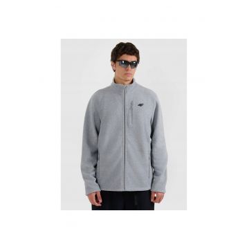 Jacheta sport barbati  guler inalt - 2 buzunare cu fermoar - gri - fleece -