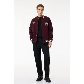 Jacheta varsity din amestec de bumbac - Alb/Violet tyrian