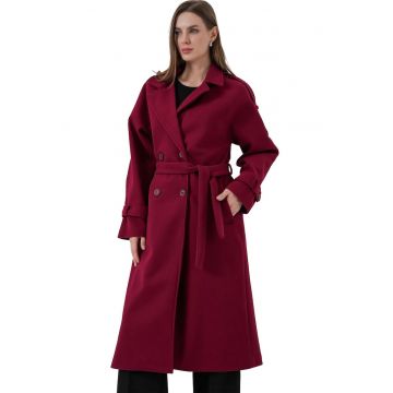 Palton dama HiCCUP - texturat - doua randuri de nasturi - rosu - bumbac