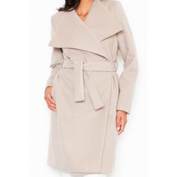 Palton dama M408 -  Poliester/Viscoza - Bej