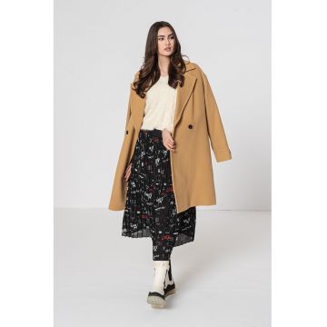 Palton din amestec de lana cu doua randuri de nasturi Melandi - Bej