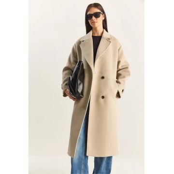 Palton lung dama supradimensionat  Bej