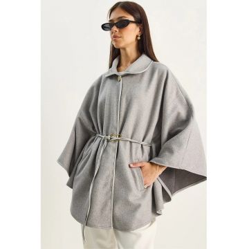 Palton supradimensionat dama  lana - gri -