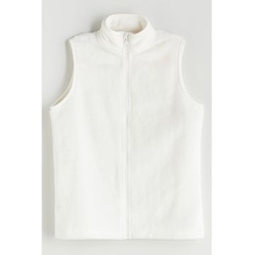 Vesta de plus cu fermoar - Alb