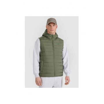 Vesta de puf  pentru barbati - kaki - umplutura sintetica - croiala regulara - gluga integrata
