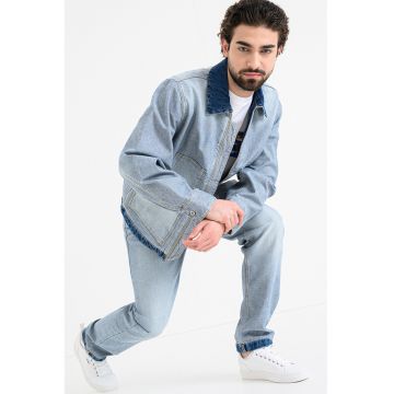 Camasa regular fit cu buzunare laterale Talian - Albastru melange