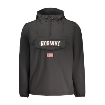 Geaca Barbati -  Buzunar mare central - Fermoar lateral - Logo Brodat 2588 - Negru