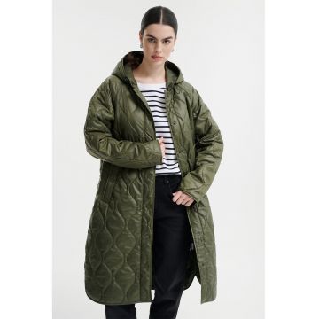 Geaca cu gluga si maneci raglan - Verde masliniu