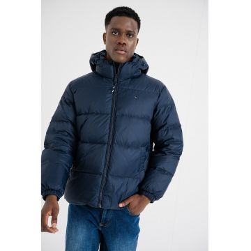 Geaca cu umplutura de puf si gluga - Albastru ultramarin