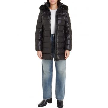 Geaca cu umplutura de puf si gluga - Negru
