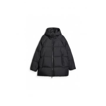 Geaca de puf  pentru femei - neagra - umplutura naturala - croiala oversized