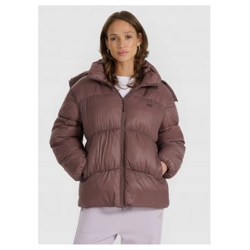 Geaca de puf pentru femei -  oversize - maro - poliester