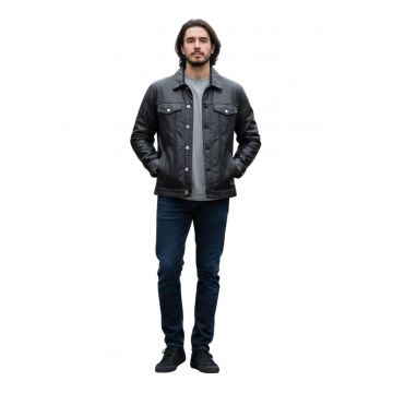 Geaca din piele cu guler -