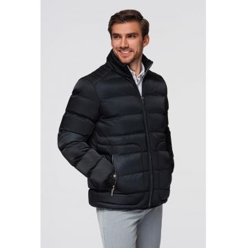 Geaca matlasata cu guler inalt - Negru