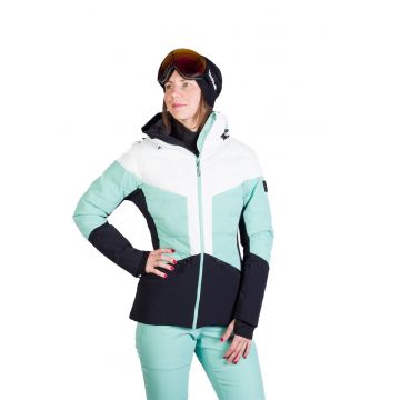 Geaca schi 10K/10K matlasata SEAL dama Nanette - Alb/Negru/Verde deschis