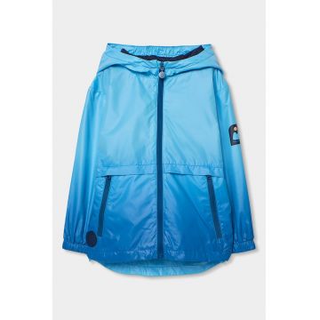 Haina de ploaie cu buzunare cu fermoar - Albastru deschis