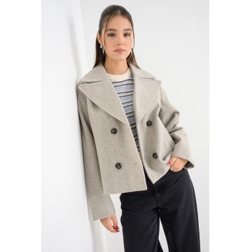 Haina scurta cu nasturi - Bej inchis