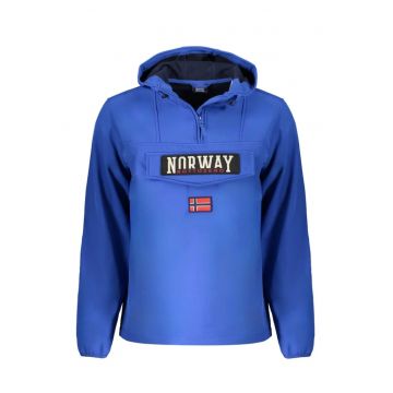 Jacheta barbati cu fermoar in zona gatului si imprimeu cu logo -  Albastru inchis - Bleumarin