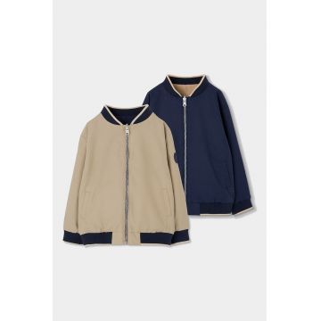 Jacheta bomber reversibila cu fermoar - Albastru ultramarin/Bej