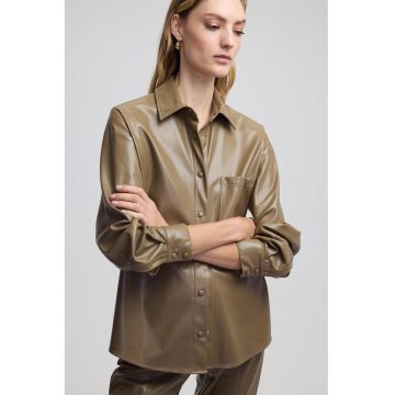Jacheta-camasa din piele ecologica - Maro deschis