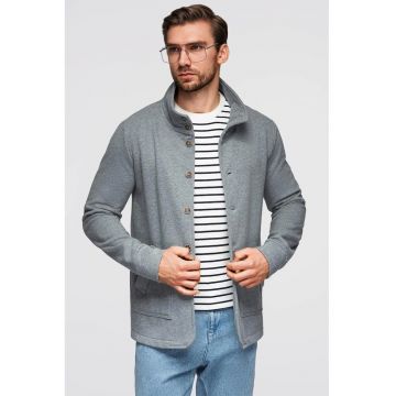 Jacheta cu buzunare laterale - Gri melange