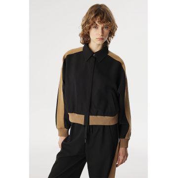 Jacheta cu model colorblock - Negru/Maro camel