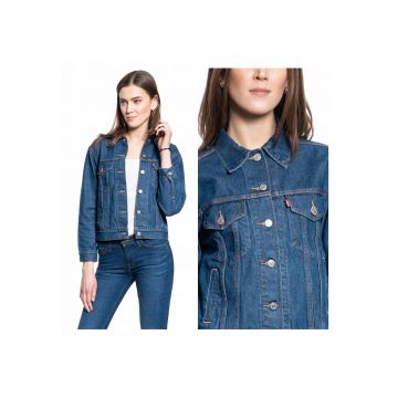 Jacheta Dama -  Ex- Boyfriend Trucker - Regular Fit - Denim Design - Fara Gluga - Cu Nasturi - Bumbac - Marime XS - Albastru