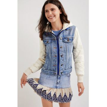 Jacheta de denim Hybrid - Alb/Albastru deschis