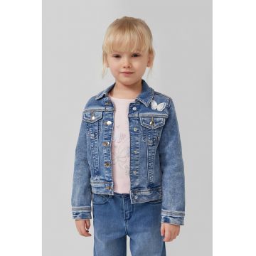 Jacheta din denim cu buzunare cu clapa - Albastru