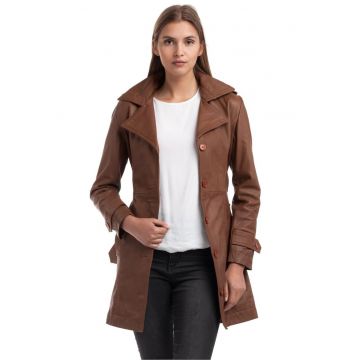 Jacheta din piele cu cordon -