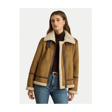 Jacheta imitatie de piele pentru femei  maro - Maro