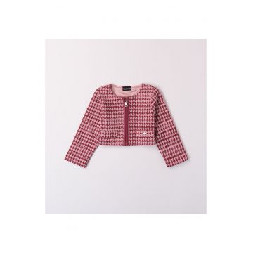 Jacheta in carouri pentru fetite -  0.7373 - Rosu/Visiniu