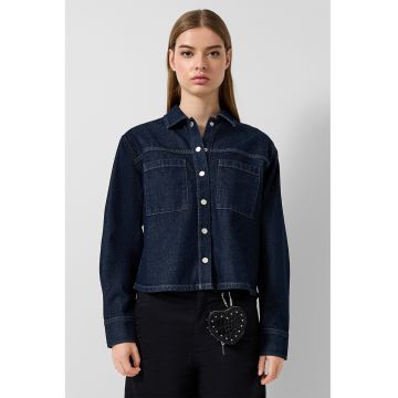 Jacheta lejera de denim cu buzunare pe piept - Bleumarin