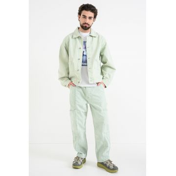Jacheta lejera de denim cu buzunare supradimensionate Ashen - Verde pal