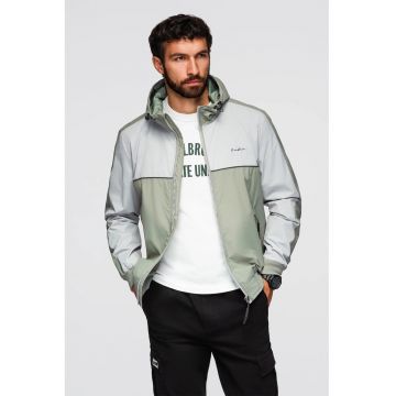 Jacheta regular fit cu buzunar cu fermoar - Gri deschis/Verde sparanghel