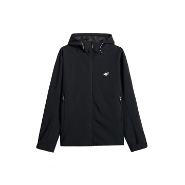 Jacheta sport  neagra - impermeabila - cu gluga ajustabila - pentru barbati -