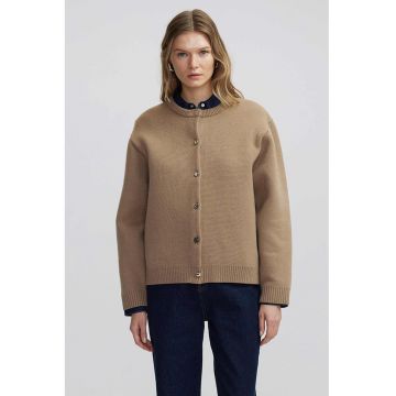 Jacheta tricotata cu maneci cazute - Maro camel