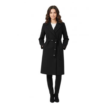 Palton cu revere si curea in talie -