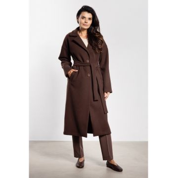 Palton dama -  A750 - ciocolatiu - poliester