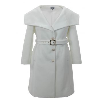 Palton de lungime medie din lana HAZEL - Alb