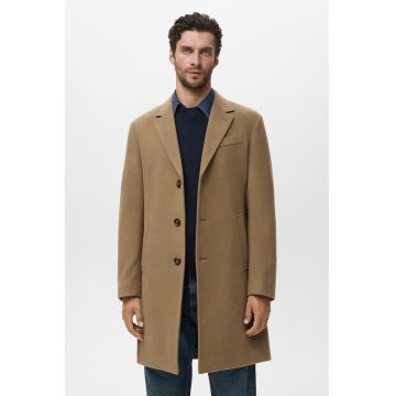 Palton din amestec de lana - Maro camel
